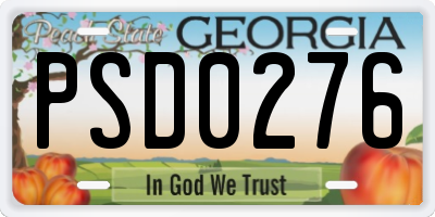 GA license plate PSD0276