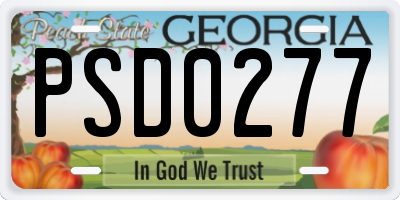 GA license plate PSD0277