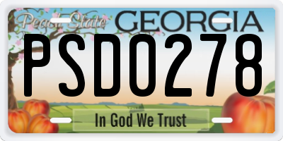 GA license plate PSD0278