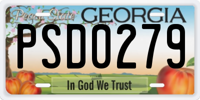 GA license plate PSD0279