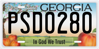 GA license plate PSD0280