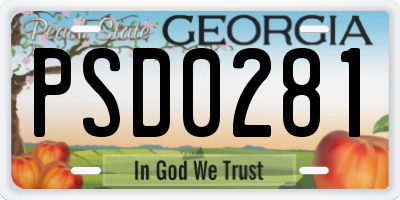 GA license plate PSD0281
