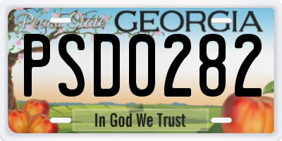 GA license plate PSD0282