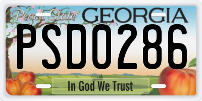 GA license plate PSD0286