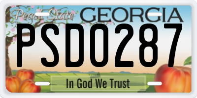 GA license plate PSD0287