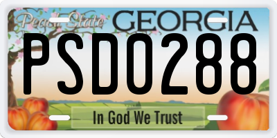 GA license plate PSD0288