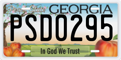 GA license plate PSD0295