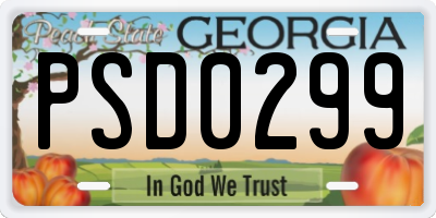 GA license plate PSD0299