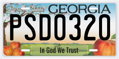 GA license plate PSD0320