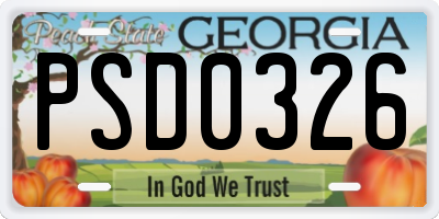 GA license plate PSD0326