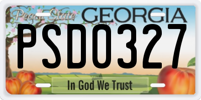 GA license plate PSD0327