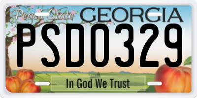GA license plate PSD0329