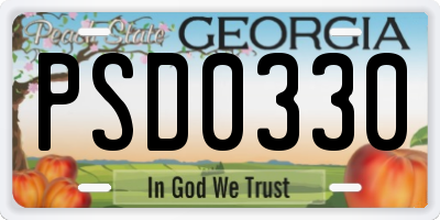 GA license plate PSD0330