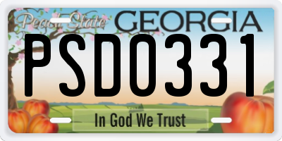 GA license plate PSD0331