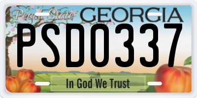 GA license plate PSD0337