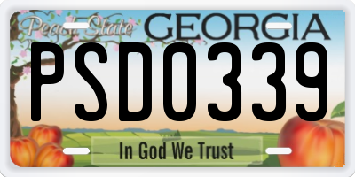 GA license plate PSD0339