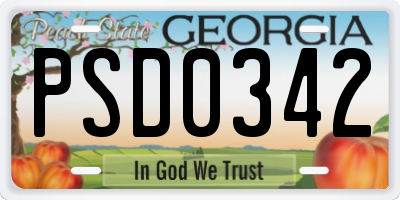 GA license plate PSD0342