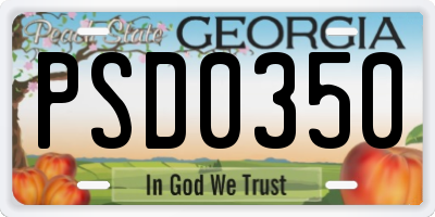 GA license plate PSD0350