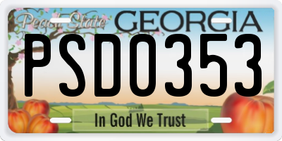 GA license plate PSD0353