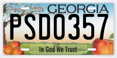 GA license plate PSD0357