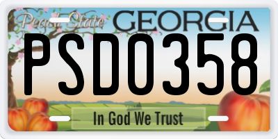 GA license plate PSD0358
