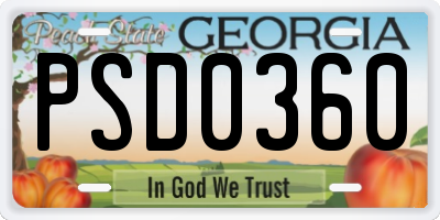 GA license plate PSD0360