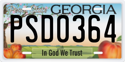 GA license plate PSD0364
