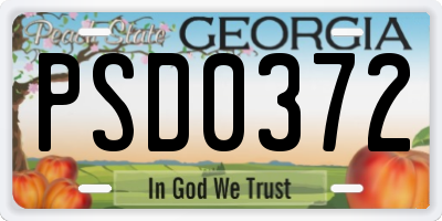 GA license plate PSD0372