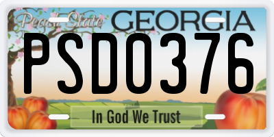 GA license plate PSD0376