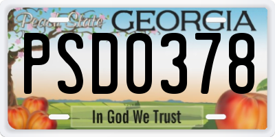 GA license plate PSD0378