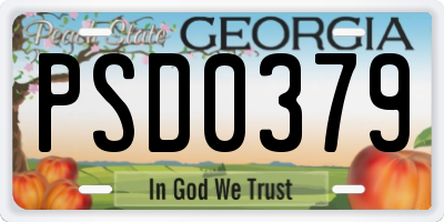 GA license plate PSD0379