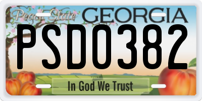 GA license plate PSD0382