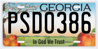 GA license plate PSD0386