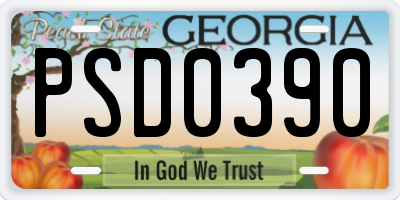 GA license plate PSD0390
