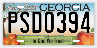 GA license plate PSD0394