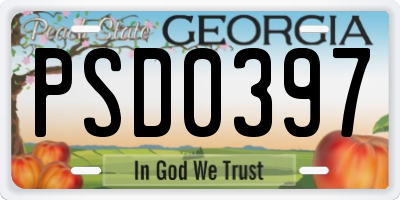 GA license plate PSD0397