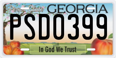 GA license plate PSD0399
