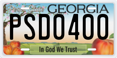 GA license plate PSD0400