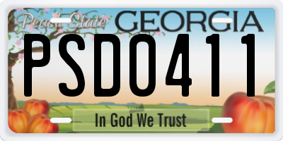 GA license plate PSD0411