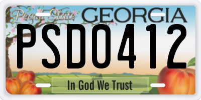 GA license plate PSD0412