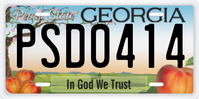 GA license plate PSD0414