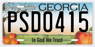GA license plate PSD0415