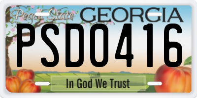 GA license plate PSD0416