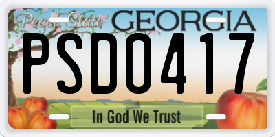 GA license plate PSD0417