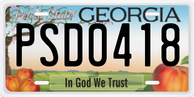 GA license plate PSD0418