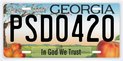 GA license plate PSD0420