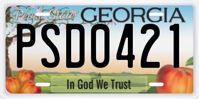 GA license plate PSD0421