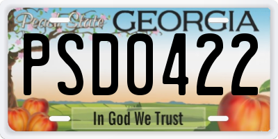 GA license plate PSD0422