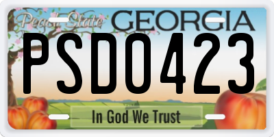 GA license plate PSD0423