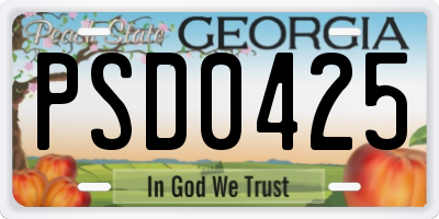 GA license plate PSD0425